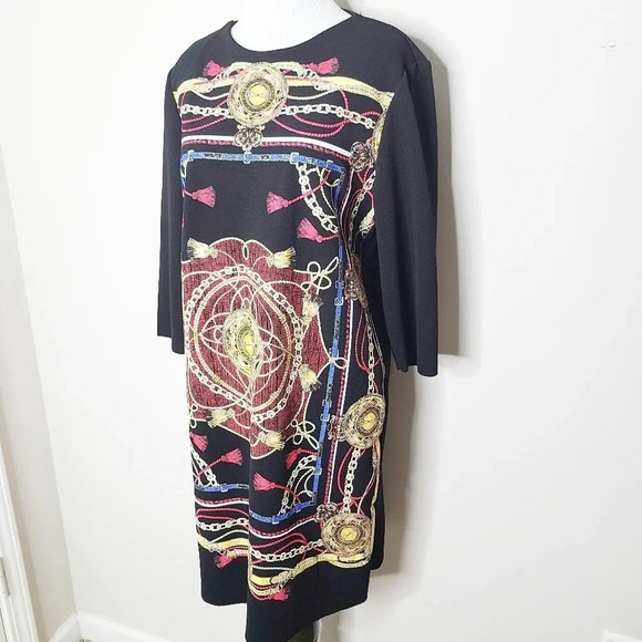 NWT Zara Chain & Tassel Print Black Dress M - Picture 2 of 6